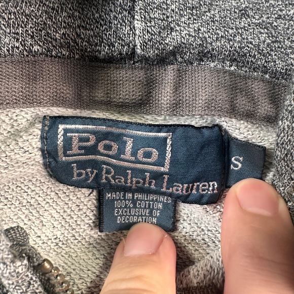 VTG Polo Ralph Lauren Jacket Men S Grey Full Zip Hoodie Sweatshirt Pony Logo - Picture 2 of 7